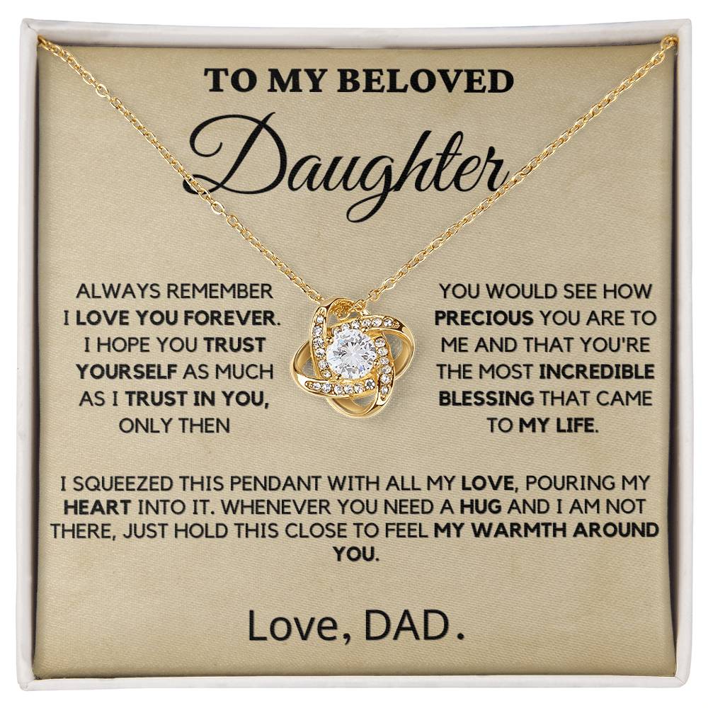 To My Beloved Daughter - You Are Precious - Love Knot Necklace
