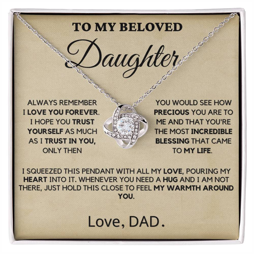 To My Beloved Daughter - You Are Precious - Love Knot Necklace