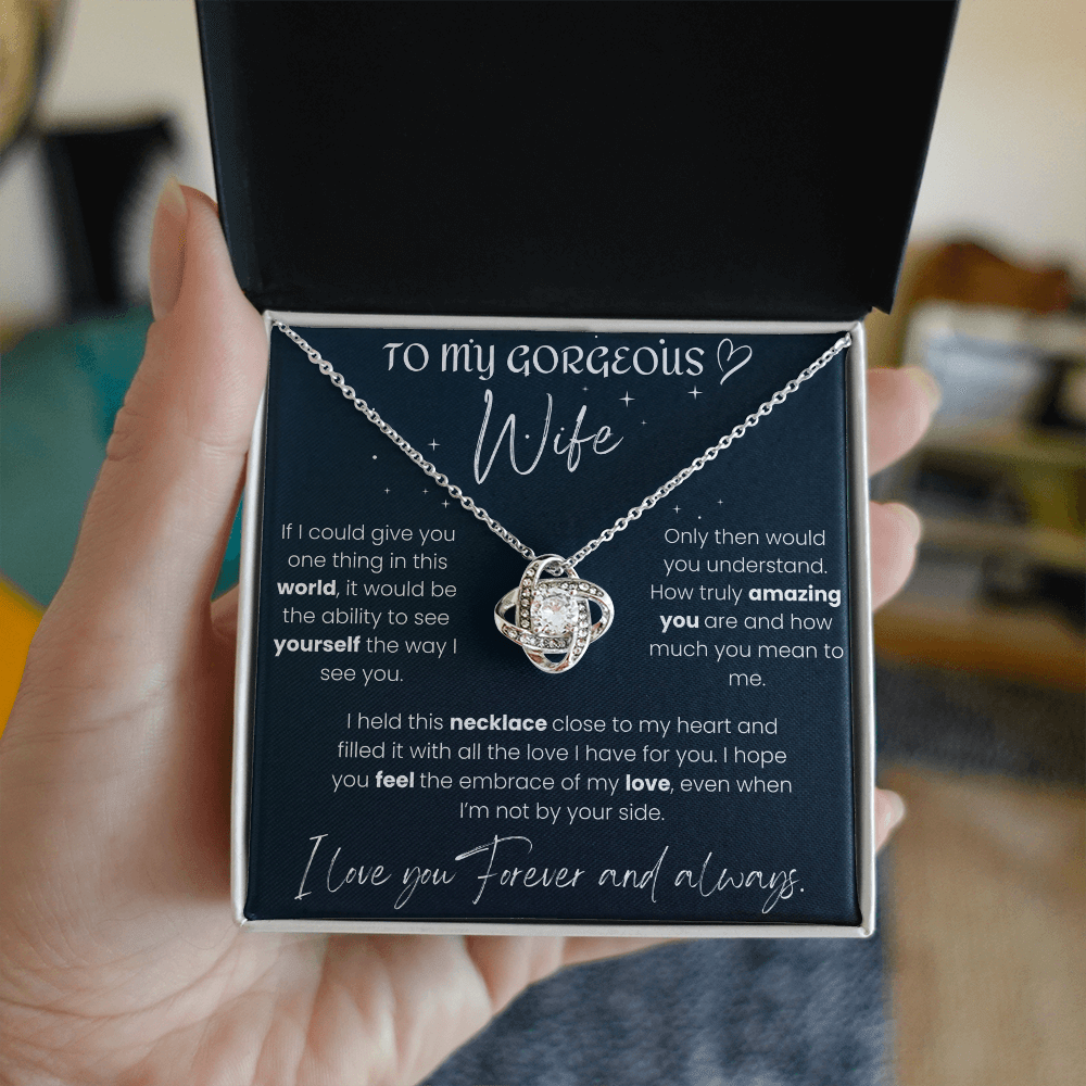 To My Gorgeous Wife - Love Knot Necklace Gift Set
