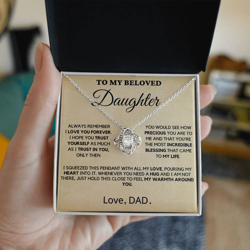 To My Beloved Daughter - You Are Precious - Love Knot Necklace