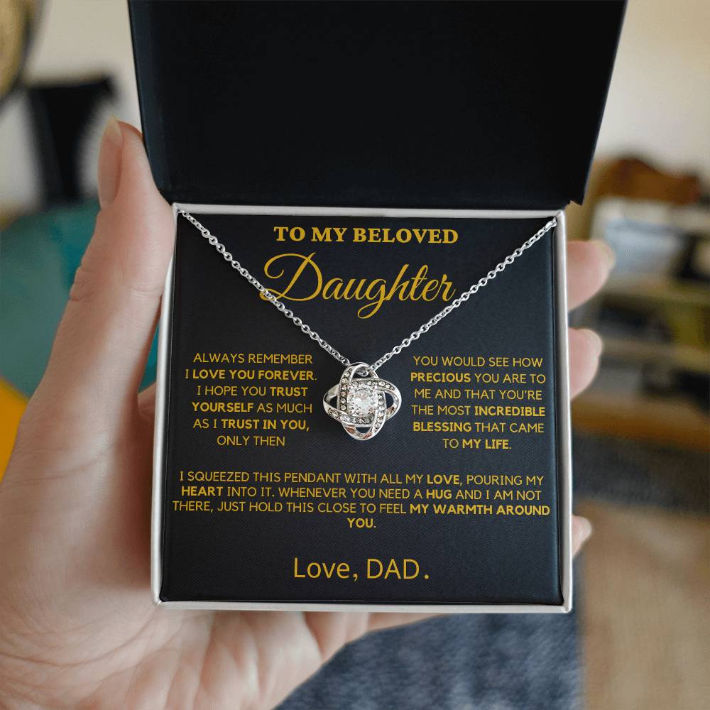 To My Beloved Daughter - Trust Yourself- Love Knot Necklace