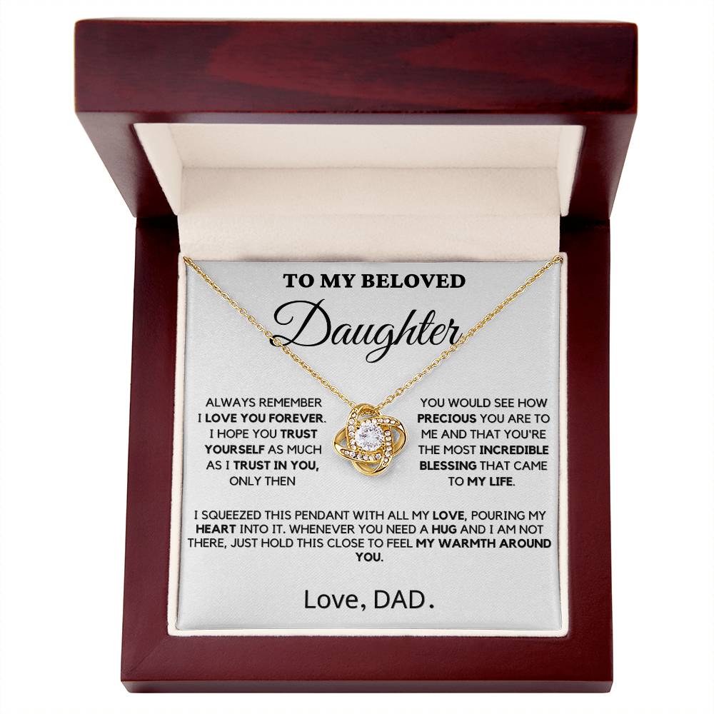 To My Beloved Daughter - Incredible Blessing - Love Knot Necklace
