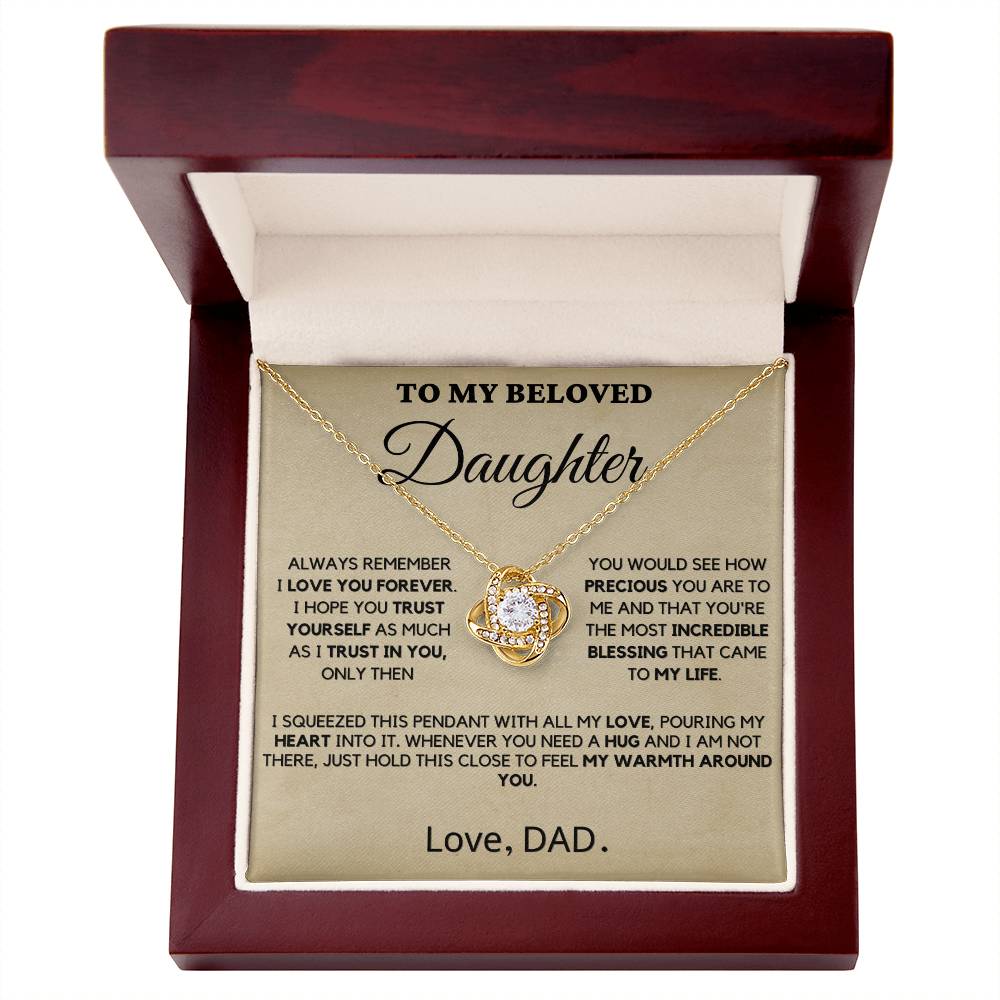 To My Beloved Daughter - You Are Precious - Love Knot Necklace