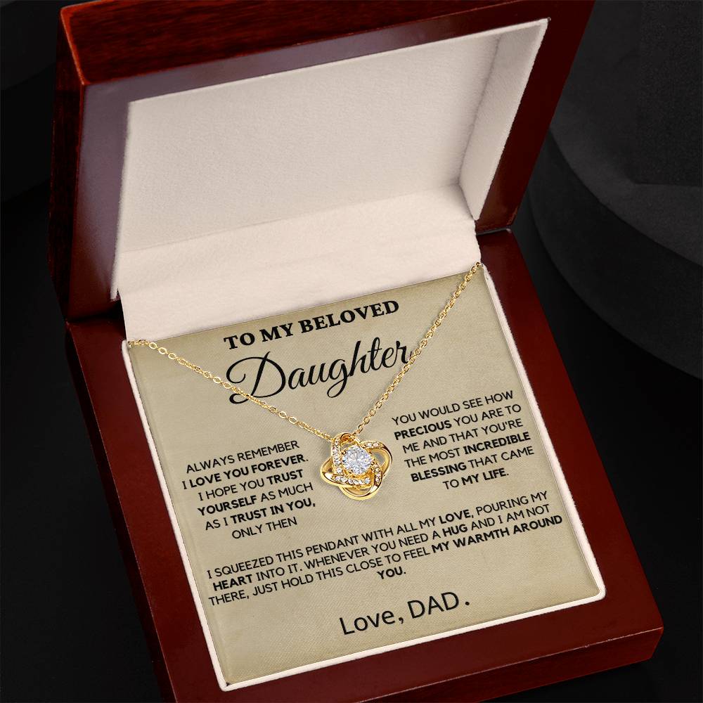 To My Beloved Daughter - You Are Precious - Love Knot Necklace