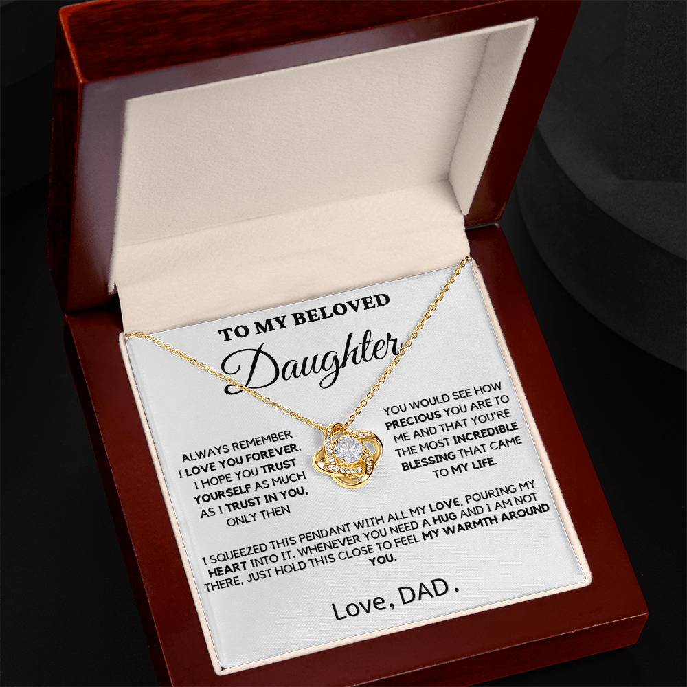 To My Beloved Daughter - Incredible Blessing - Love Knot Necklace
