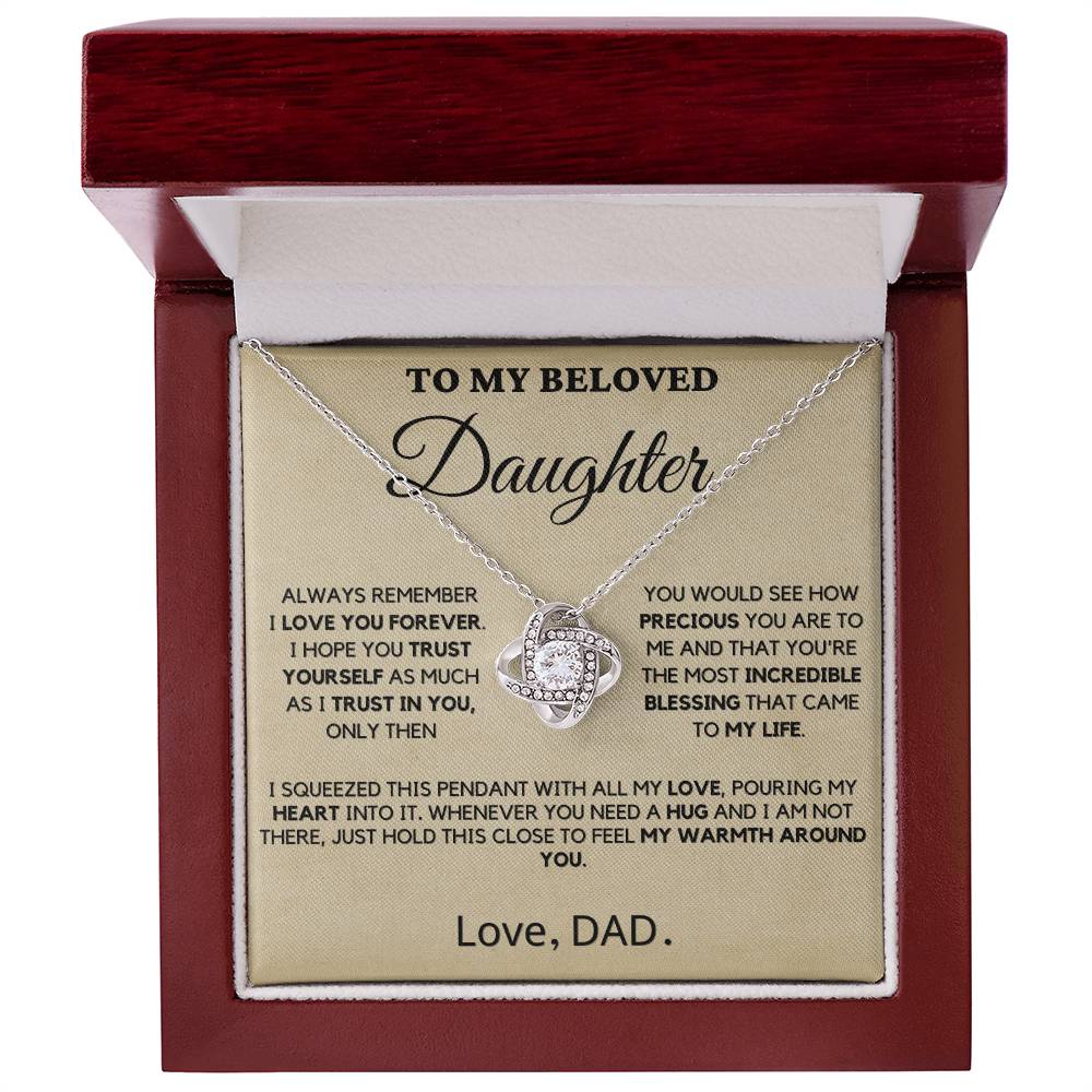 To My Beloved Daughter - You Are Precious - Love Knot Necklace
