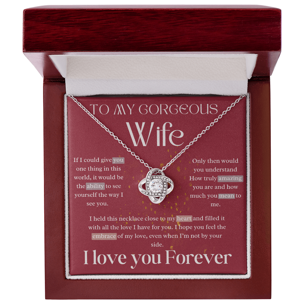 To My Wife - Love Knot Necklace Gift Set