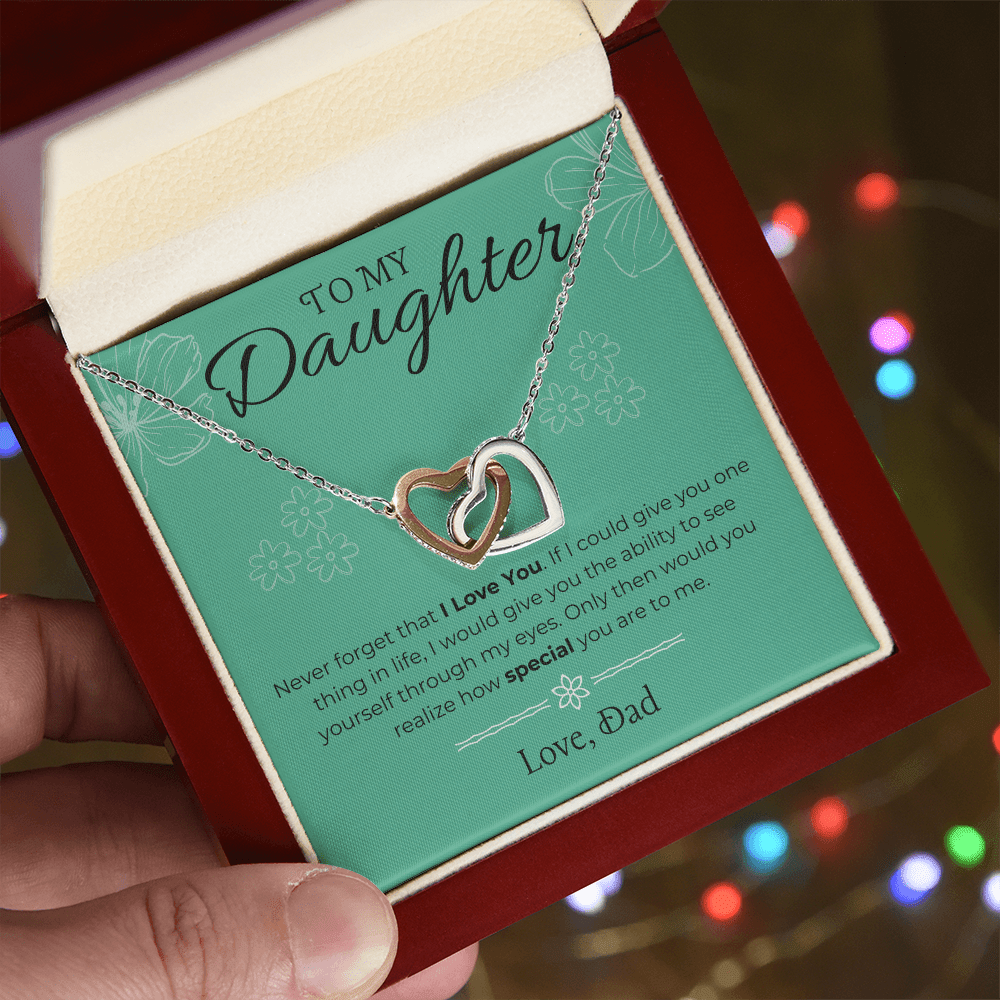 To My Daughter - Interlocking Heart Necklace Gift Set